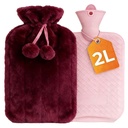 Hot Water Bottle with Cover 2L – PVC Heat Pack for Menstrual Cramps, Back Pain & Bed Warmer – Leakproof Hot & Cold Compress, Ultra-Soft Touch, Ideal for Hand/Feet Warmer (Rose)