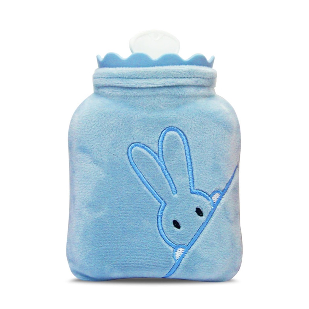 Hot Water Bottle, Cute Rabbit Hot Water Bag for Menstrual Cramps, Neck and Shoulder Pain Relief, Hot and Cold Therapies, Hand Feet Warmer,Blue