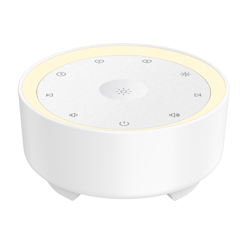 Kipcush White Noise Machine for Sleeping, Baby & Adults, High-Fidelity Non-Looping Sounds, Sleep Sound Machine with Dimmable Night Light, USB Powered, Memory Function, Home, Nursery & Travel