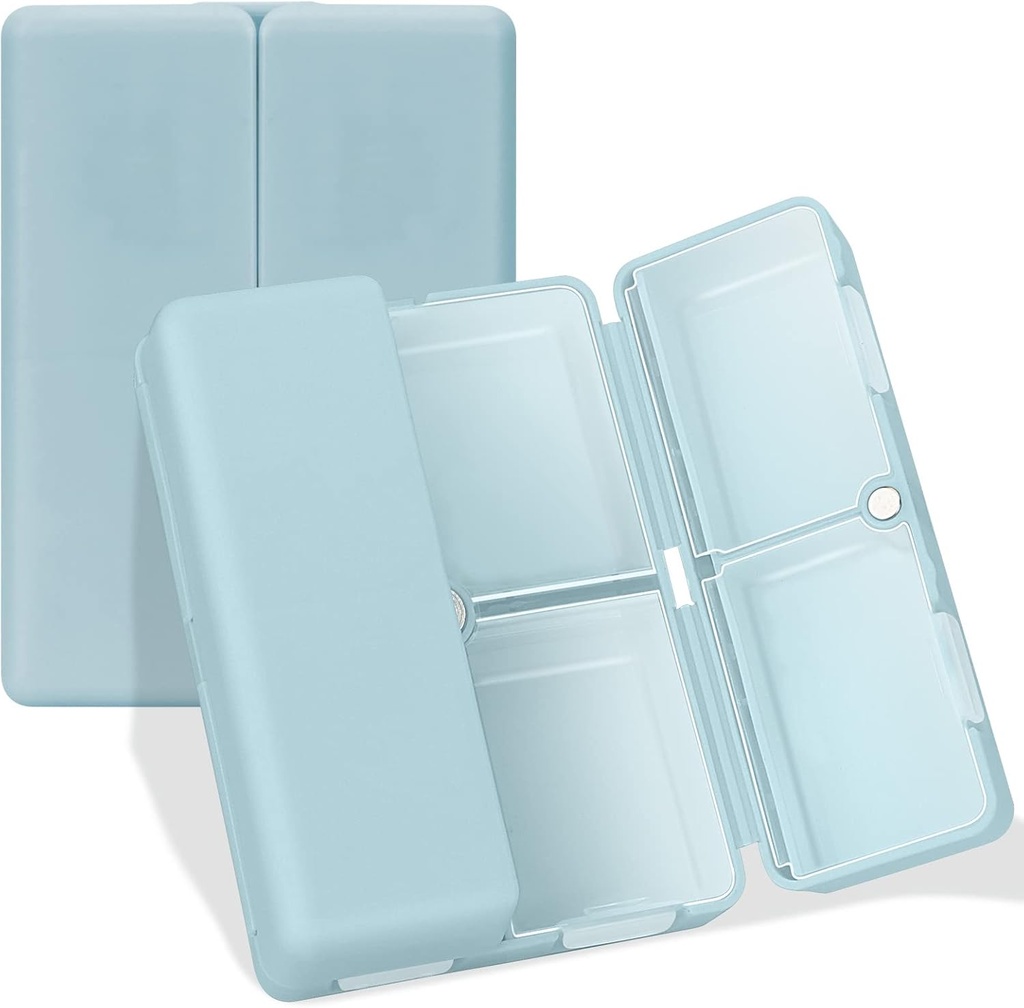 FYY Daily Pill Organizer, 7 Compartments Portable Travel Pill Case, [Folding Design] for Purse Pocket to Hold Vitamins,Cod Liver Oil,Supplements and Medication-Blue