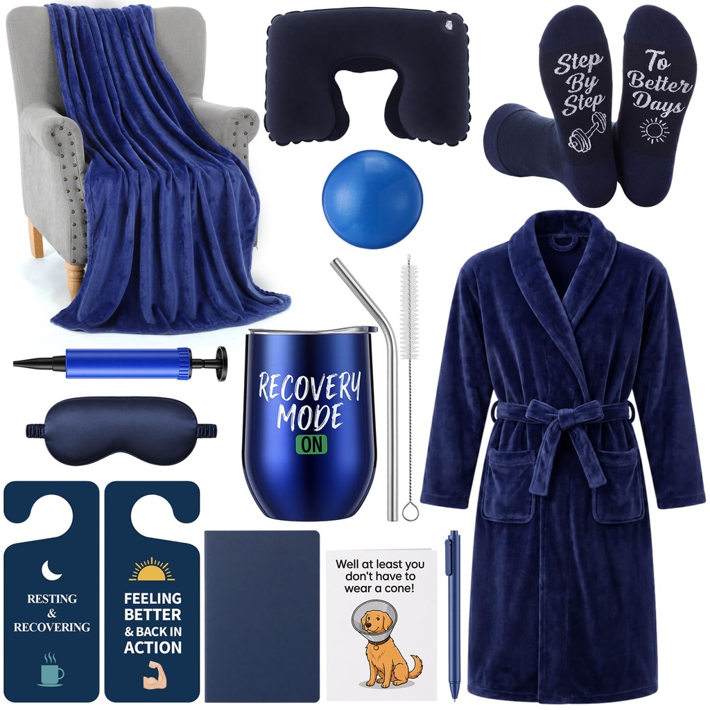 Sieral 11 Pcs Get Well Soon Gifts for Men Care Package for After Surgery Sympathy Gifts for Men Get Well Basket Surgery Recovery Package for Sick Friends Dad Husband Brother