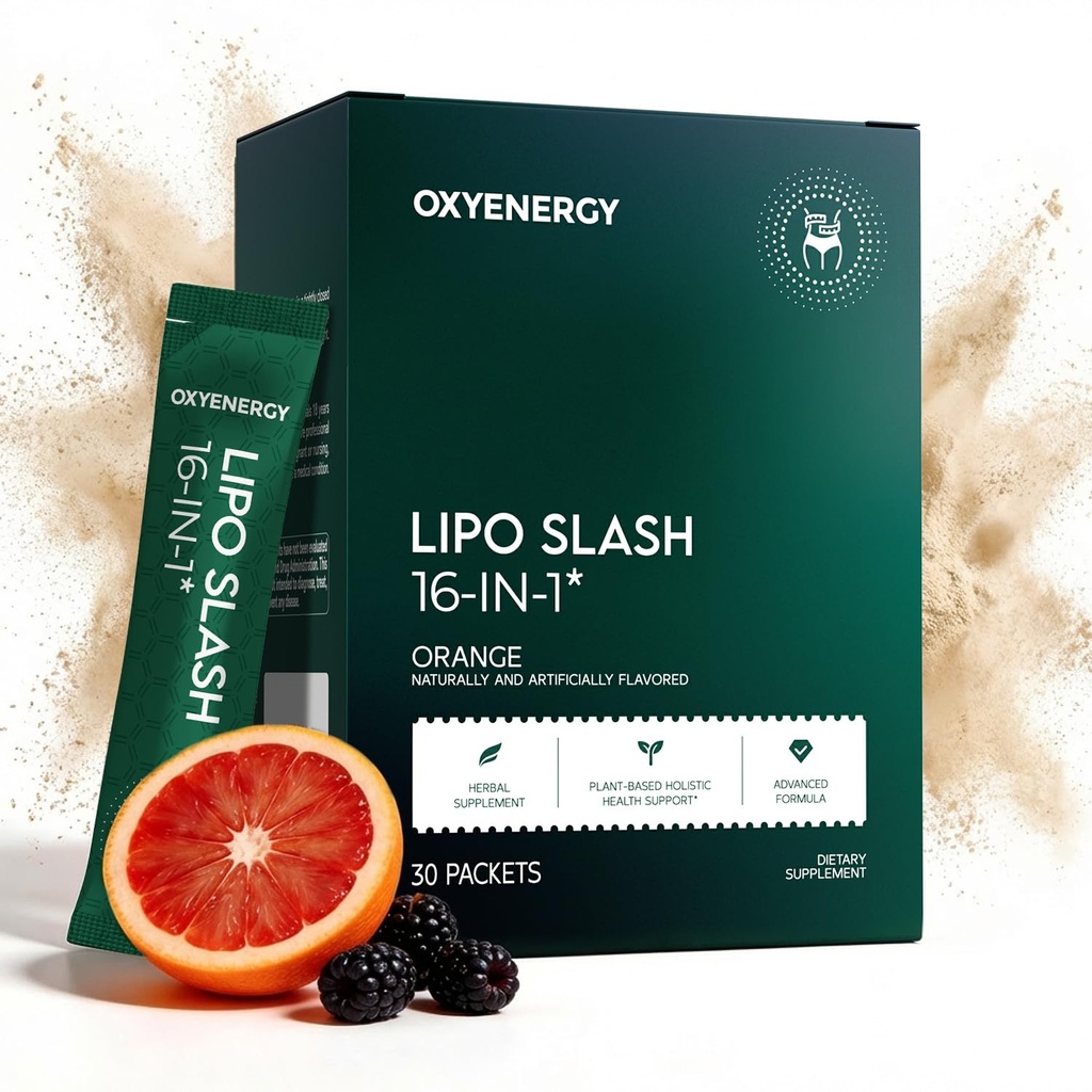 OxyEnergy LIPO Slash 16-in-1 Natural Weight Loss Supplement, 30 Packets