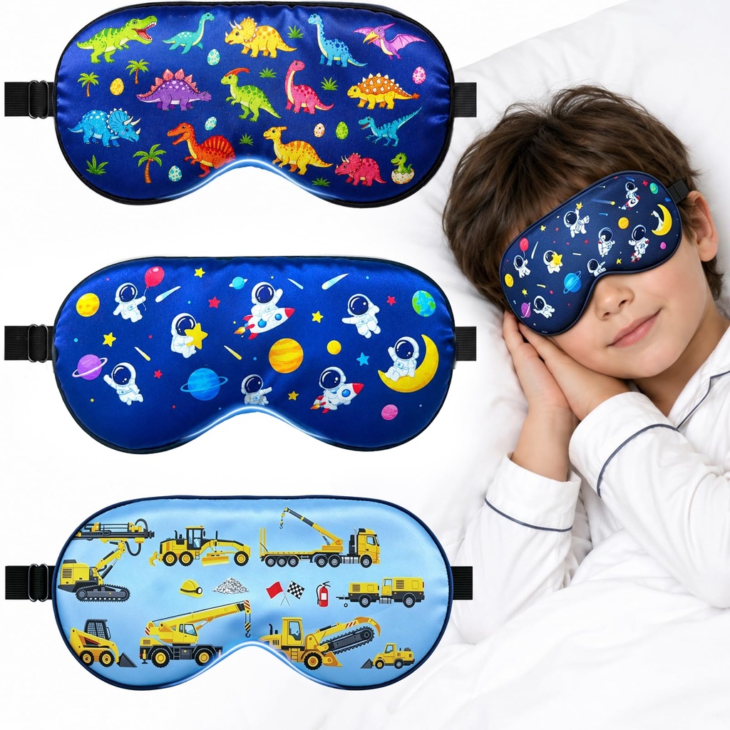 3 Pcs Kids Eye Masks for Sleep,Adjustable Buckle for Children's Sleep Aid