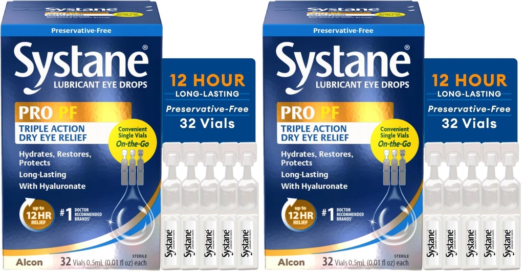 Systane PRO PF Multi-dose Preservative-Free Lubricant Eye Drops 32 Vials (Pack of 2)