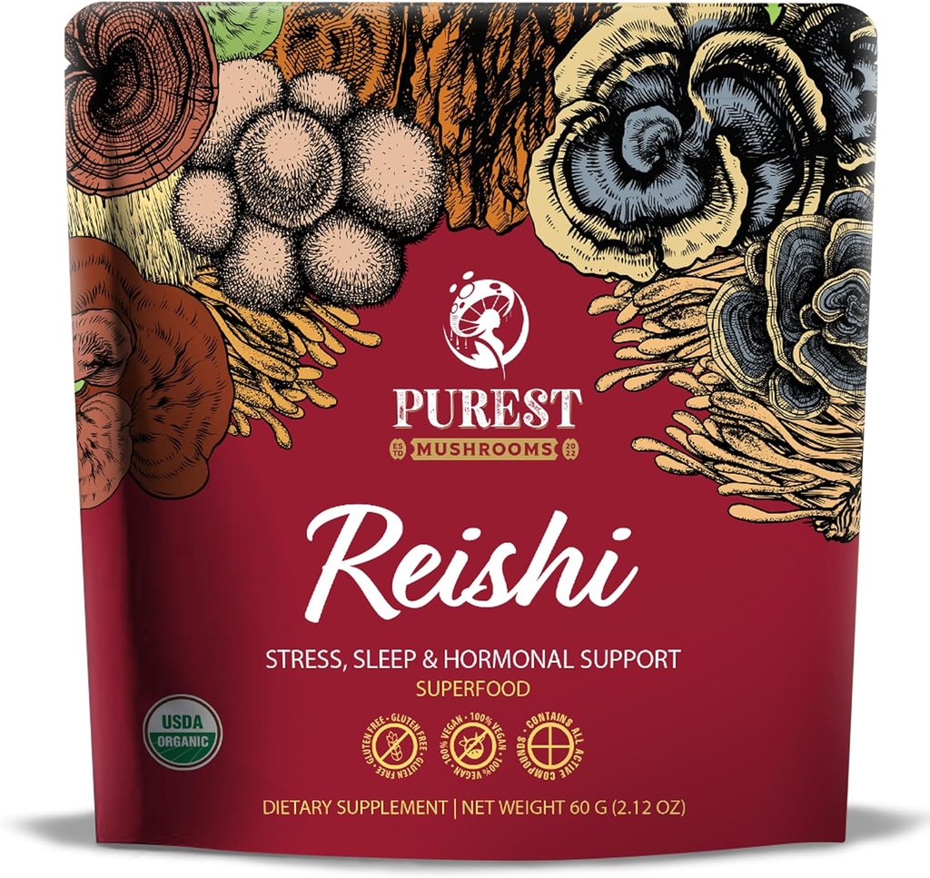 Reishi Toz - Organik Mushroom Extract Toz - Immune Support, Stres Yardımı, Daha İyi Uyku 60g