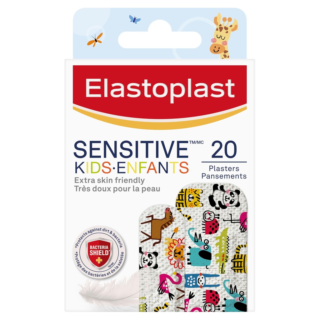 Elastoplast Sensitive Kids Bandages, Hypoallergenic, First Aid, 20 Strips