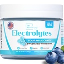 Zero Sugar - Sour Blue Candy Electrolytes Toz - Hydration - Caffeine Free Energy - All Natural Materialss - Vegan, Keto & Paleo - Sugar Free Electrolyte Toz İçecek Mix - 30 Servisler Toz -