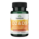 Swanson Vitamin D Kompleksi D2 & D3 - Kemik, Diş ve Immune Sağlığı için Kompleks - Vitamin Supplement (50 mcg, 60 Veggie Capsules)
