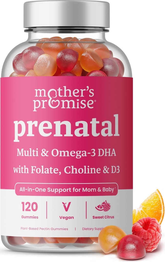 DHA ile Prenatal Vitamin Gummies | Vegan Prenatal Vitaminler Omega 3, Torchfolate, Choline & D3, Hamile Vitaminler Fetal Development | Gummy Multivitamin Supplement, 120 Kont