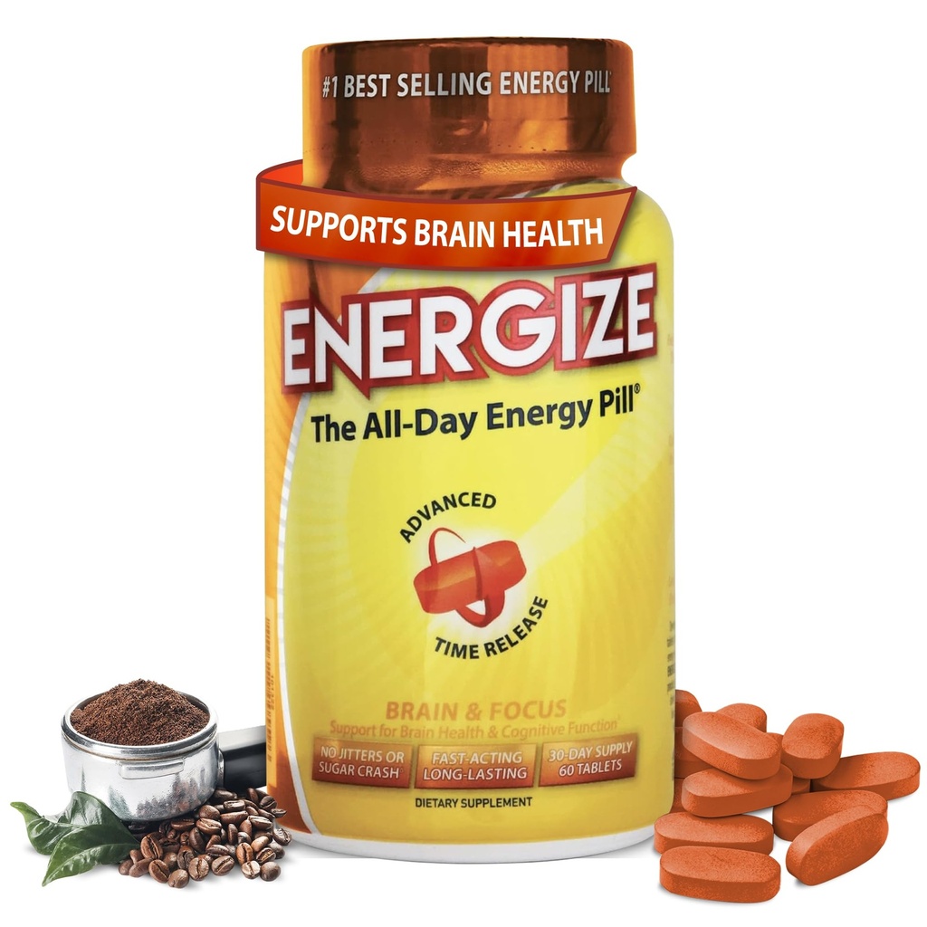iSatori Beyin ve Focus Caffeine Pills - Tüm Gün Enerji Pilleri, Beyin ATM, Enerji ve Oda Tamamı, Zaman Yayını Caffeine, No Crash (60 Tablet) anlamına gelir