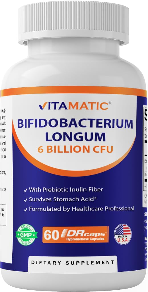 Vitamatic Bifidobacterium Longum 6 Milyar CFU DR Capsule - 60 Kont - Promosyonlar Intestinal Health - Prebiyotik Inulin Fiber ile Yapılan