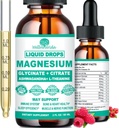 Magnesium Glycinate 500mg, Calm Magnesium Glycinate, Citrate with Vitamin D3 K2 B6 Ashwagandha, L-Theanine, Chelate Magnesium Complex Supplement Liquid Drops for Immune Sleep Bone Mood Nerve Health