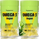 Vegan Omega-3 DHA Supplements – Premium Fish Oil Alternatif Algae Oil | 90 Carrageenan Free Softgels | Plant Based Algal DHA Essential Fatty Acids, Non-GMO (Algae, 90 Count (Pack of 2))