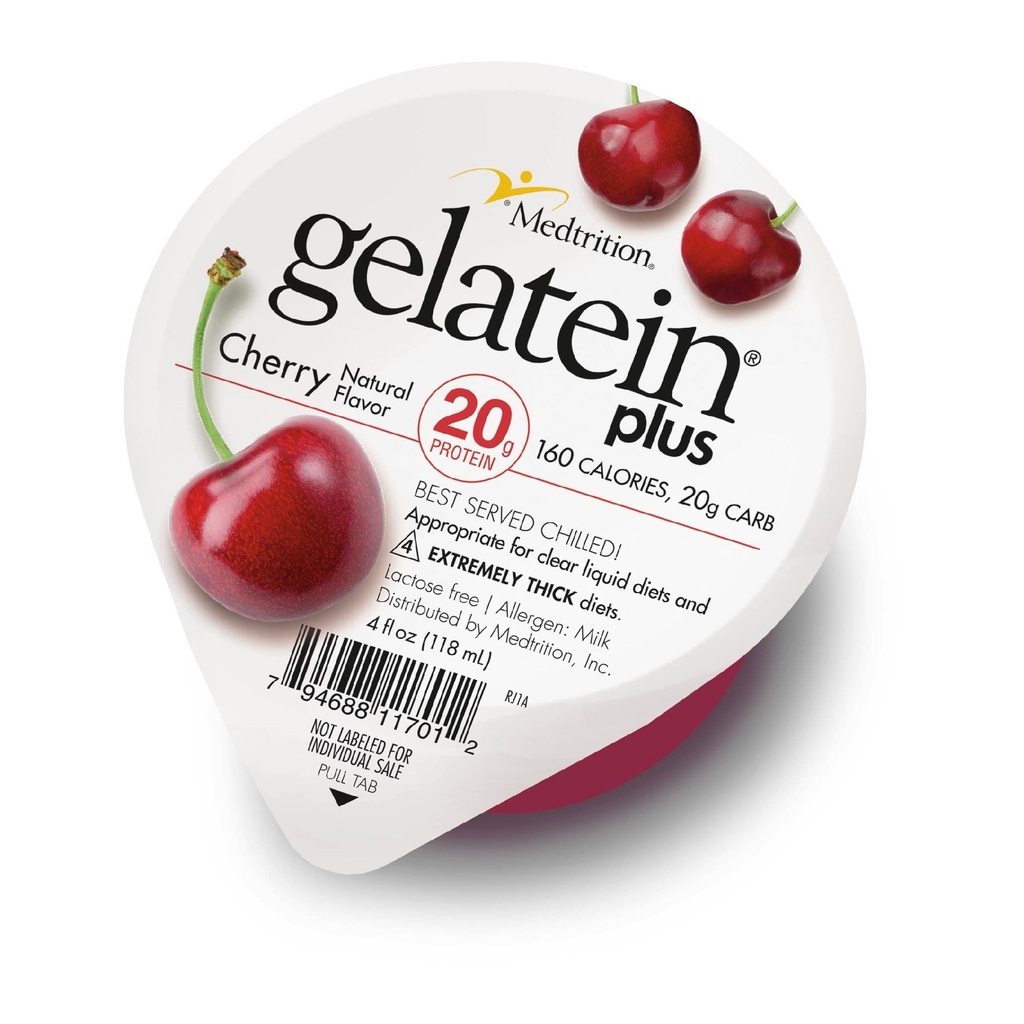 Gelatein Plus Cherry: 20 gram protein. Açık sıvı diyetler için ideal, zorlukları yutmak, diiyaliz ve onkoloji. Büyük pre veya post-workout Snack. (12 paket)