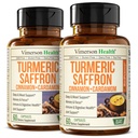 Saffron Supplements – 89 mg Saffron Ekstraksiyon ve 1000 mg Tumeric Mix – Turmeric Supplement with Ceylon Cinnamon and Cardamom for Mood, Memory & Eye Health – Women & Men için Ortak Supplements – 2 Pack