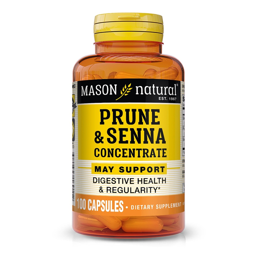 MASON NATURAL Prune Senna Yoğunluğu, Düzenlilik ve Destekler için Doğal Sebze Laxative, Bowel & Digestive Functions, 100 Capsules