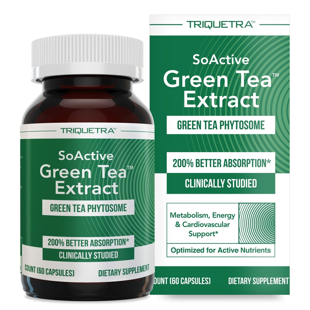 SoActive Green TeaTM Extract - Klinik olarak Studied Green Tea Phytosome -% 200'e kadar Daha İyi Abors & Bioavailability - Klinik olarak Geçerli Dose - Destekler Metabolism & Kilo Yönetimi - 60 Caps