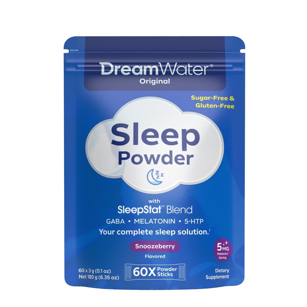 Dream Water Sleep Aid, Toz; GABA, MELATONIN, 5-HTP, Snoozeberry, 60 Kont