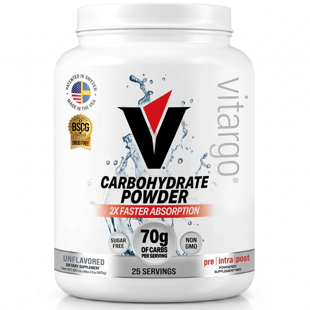 Vitargo Carbohidrat Toz, 2X Faster Absorbing, 4.4 LB Plain, Pre, Intra & Post, Sugar-Free Complex Carb Toz for Recovery, Endurance & Muscle Gain, Made in USA