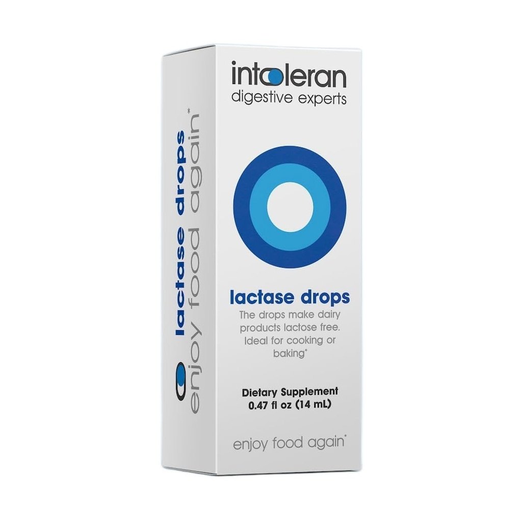 Toleran Lactase Digestive Enzyme Drops - 0.47 FL Oz (14 ml) | Sıvı Lactase Enzyme for Lactose intolerance | Makes Dairy Lactose-Free | Lactose-Free Cooking & Baking | Pure and Vegan | Low FENGAP