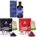 Jungle Tozs Wild Bilberry Eyes USDA Organik 3.4oz Şişe, Black Red Raspberry Tozs Sche 5 Ounce Bag, Freeze kıl Raspberries for Baking Smoothies Dehidrated Fruit