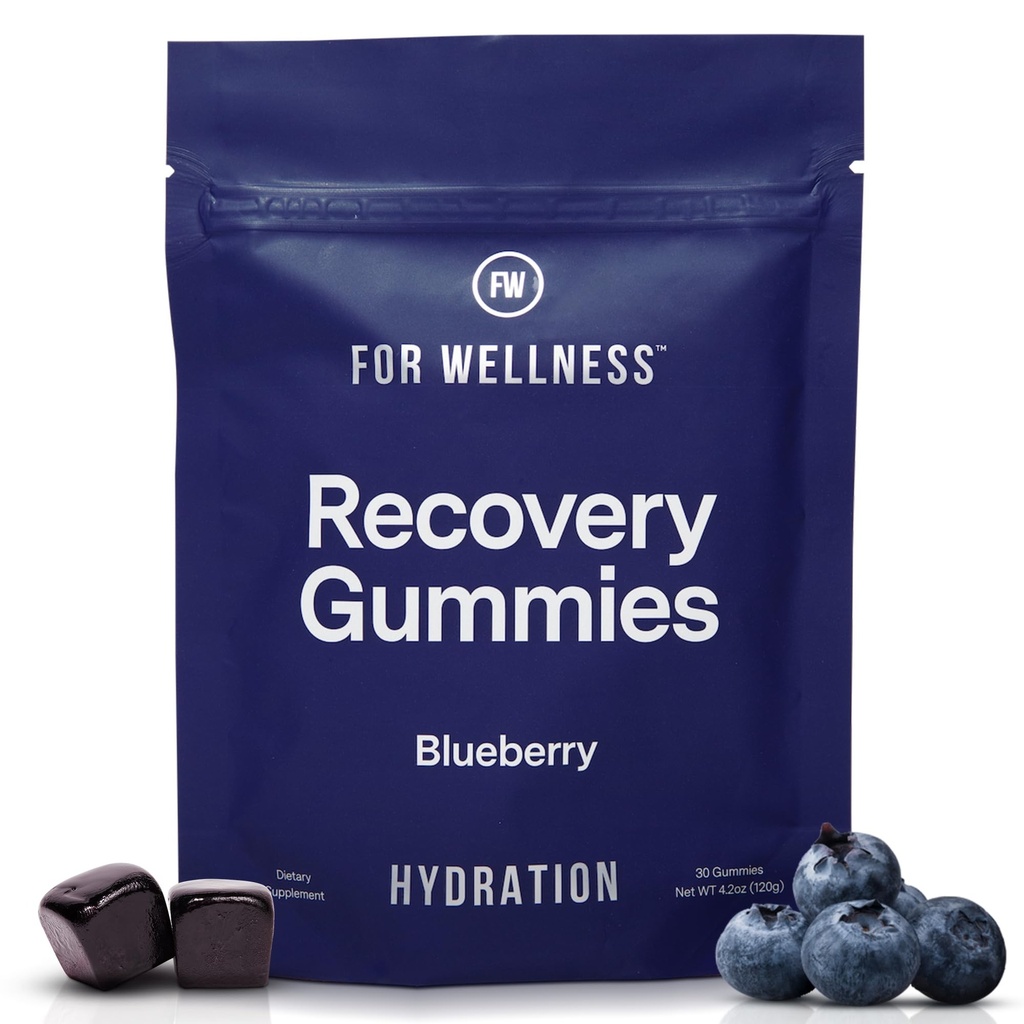 Wellness Recovery Gummies Hydrate | Blueberry Electrolyte & Antioksi Supplements for Hydration, Energy & Post-Workout Performance | Vegan, Non-GMO, 30