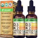 (2 Pack) Organik Vitamin D3 K2 MCT Oil Omega 3, 5000 IU - En Güçlü D Sıvı, No Fillers, Non-GMO Sıvı D3 Daha Hızlı Apsiyon ve Immune Desteği (Vanilla, 1 Fl OZ x 2)