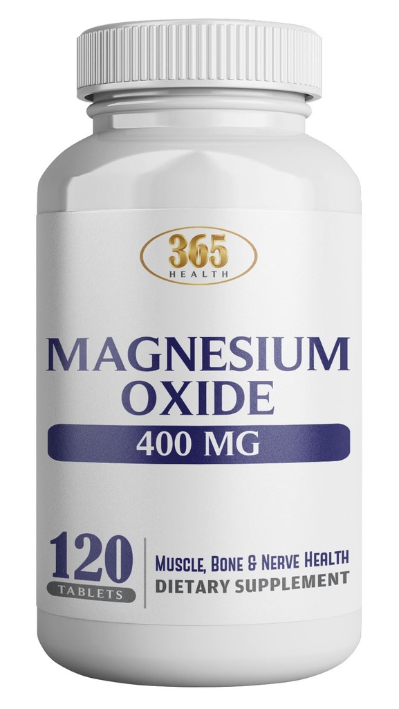 Magnezyum 400 mg [High Potency] Supplement – Oksit Magnezyum for Immune Support, Muscle Recovery, Leg Cramps and Relaxation 120 Tablets-USA Made