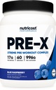 Nutricost Pre-X Xtreme Pre-Workout Kompleks Toz, Blue Raspberry, 60 Hizmet, Vejetaryen, Non-GMO ve Gluten Free