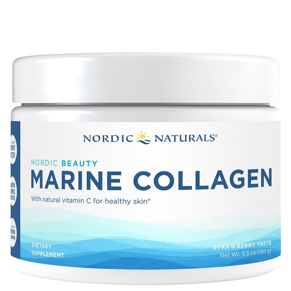 Nordic Naturals Nordic Beauty Marine Collagen Toz, Strawberry - 5.29 Ounces - Sağlıklı Cilt, Ortaklar ve Bones, Antioksit Desteği için C vitamini - 30 Hizmet
