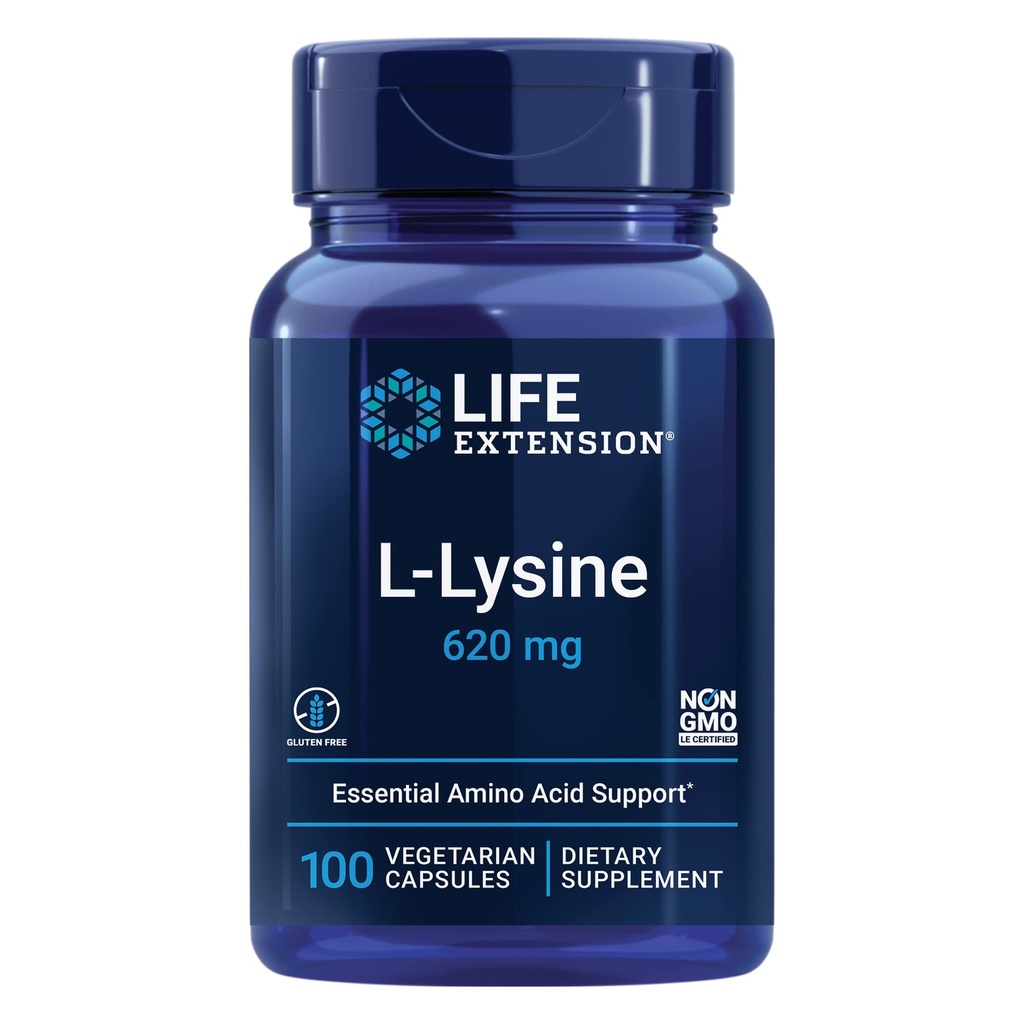 Life Extension NAC 600 mg Antioksi Immune Support & L-Lysine 620 mg for Health Stress Response 100 Capsules