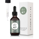 D3 Vitamini + K2 Bitki bazlı D3 ve 45 mcg of K2, 2 oz Bone Strength için 2 oz Liquid Supplement, Geliştirilmiş Mood - Yapay Preservatifler, Unflavored, Coconut MCT Oil