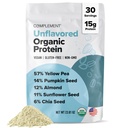 Organik Unflavored Vegan Protein Toz (30 Hizmet) Low Carb, Low Calorie, Sugar Free, Soy Free, Non-GMO, Gluten Free, Non Dairy- Yellow Pea, Riley Seed- 15g Plant Based Protein Toz