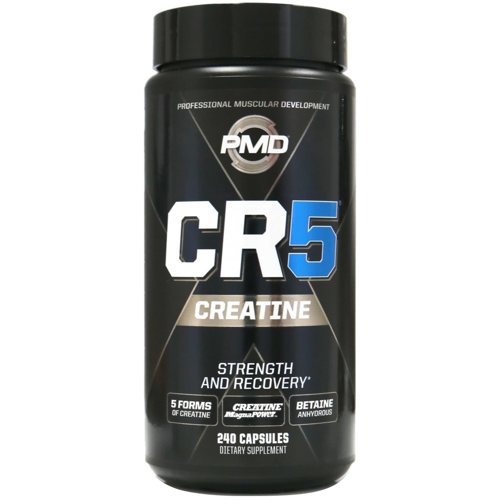 PMD Sports CR5 Profesyonel Kretine Kompleksi - Geliştirilmiş Kurtarma, Soreness, Lean Muscle Mass Gainer - Power 5 Kretine Mix for Strength, Endurance, and Recovery (240 Kretine Capsules)