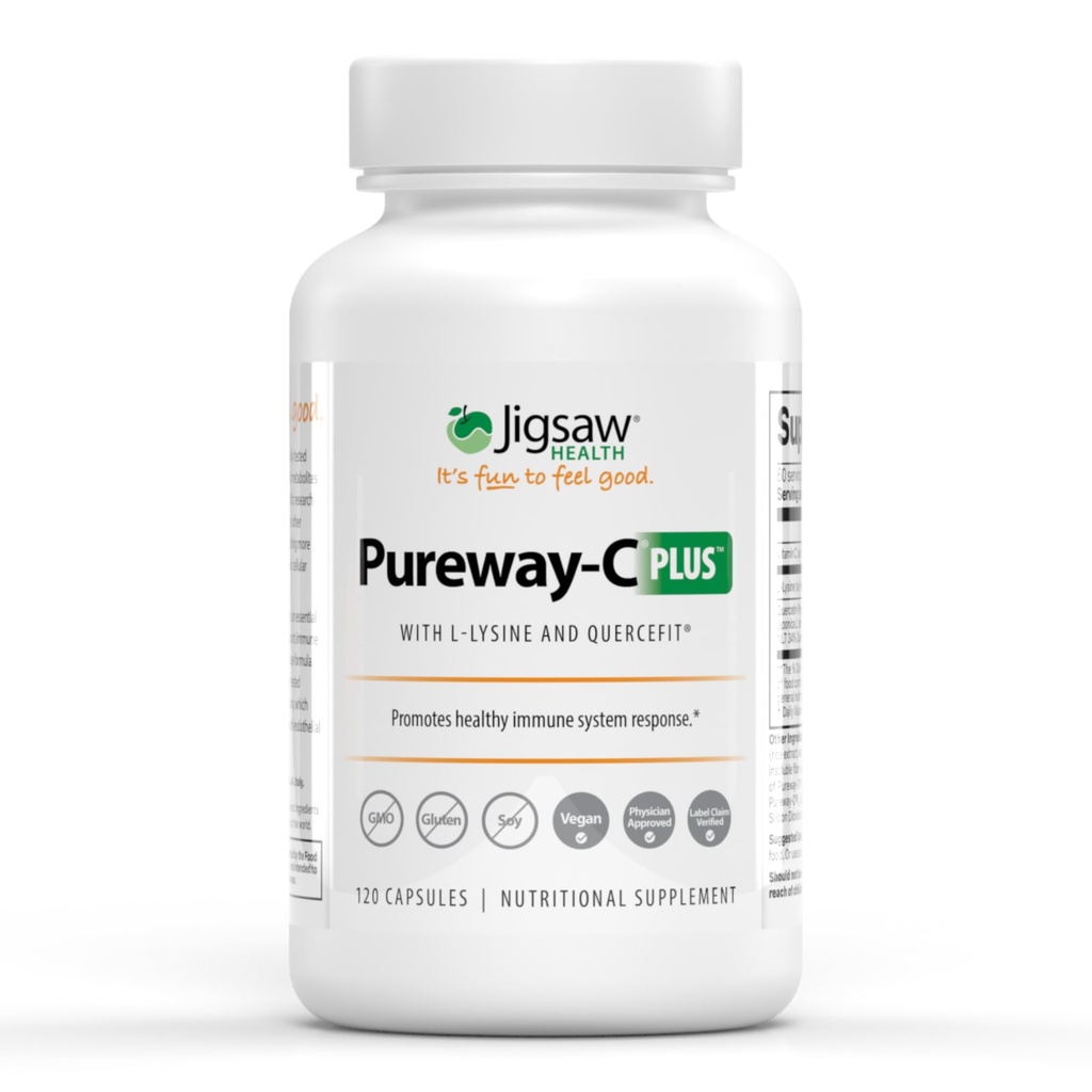 Jigsaw Health Pureway-C Plus | L-Lysine ve Quercetin ile C vitamini | Sağlıklı Immune Sistem Yanıtı | 120 Capsules | 60 Hizmetler