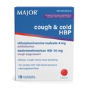 Büyük Cough ve Cold HBP Tabletleri - Antihistamine ve Cough Suppressant for People with High Blood Pressure - Dextromethorphan HBr, Chlorpheniramine Maleate - 16 Count (1 Pack)