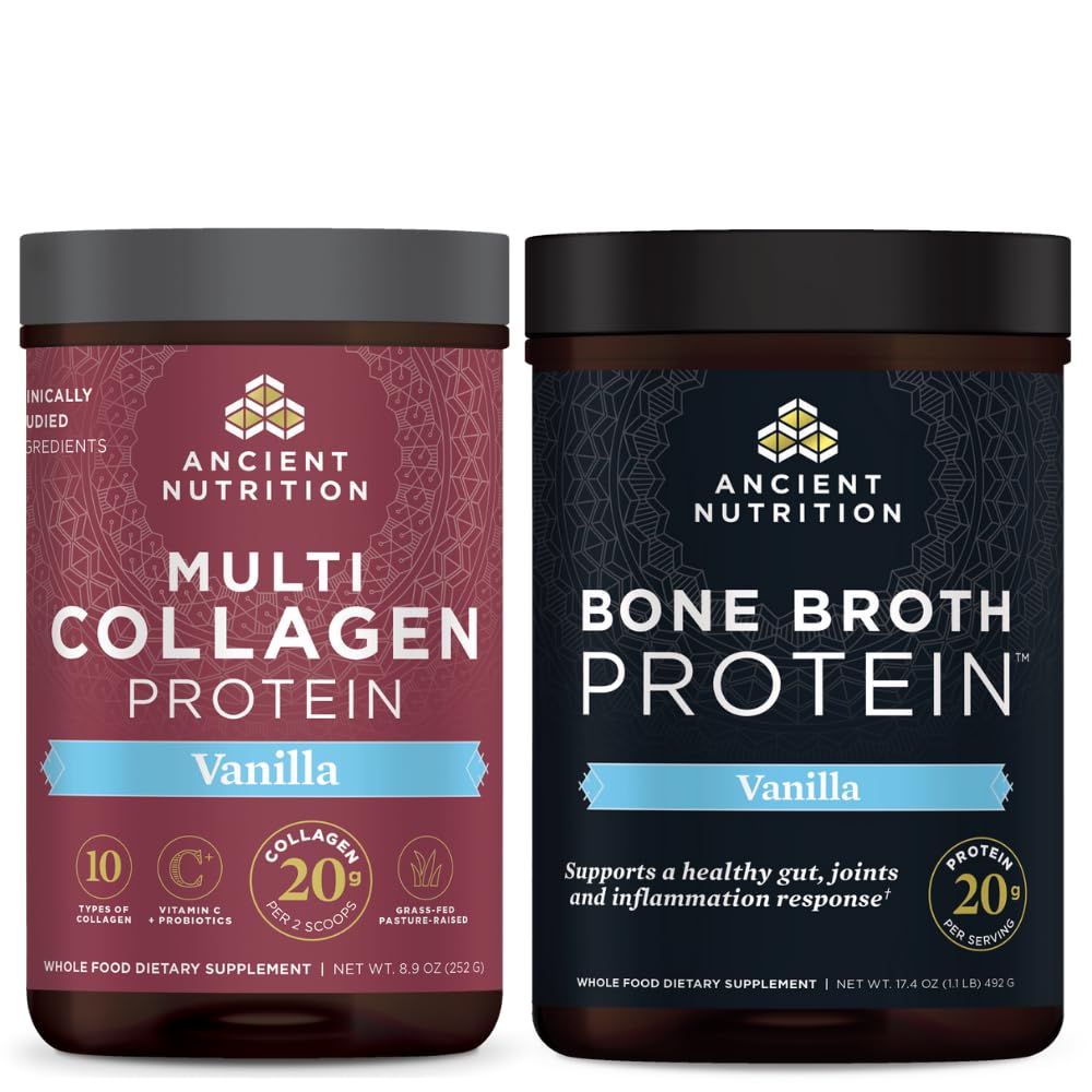 Eski Beslenme Multi Collagen Protein Toz, Vanilla, 24 Hizmet + Bone Broth Protein Toz, Vanilla, 20 Hizmet