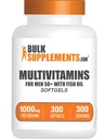 BulkSupplements.com Multivitamin for Men 50 Plus Softgels - Erkeklerin Günlük Vitaminleri, Multimineral Tamam - Balık Yağı ile Çokvitamin - 1 Softgel per Service, 300 Count (kırda 1)