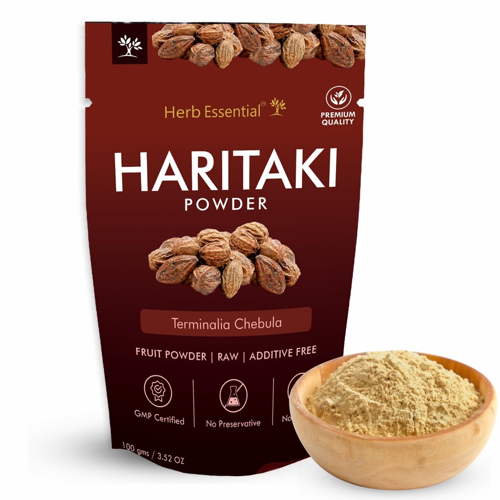 Herb Essential Pure Haritaki Powder | 100% Natural,Internal Cleanser and Detoxifier | Constipation Relief, Immunity Booster -100g