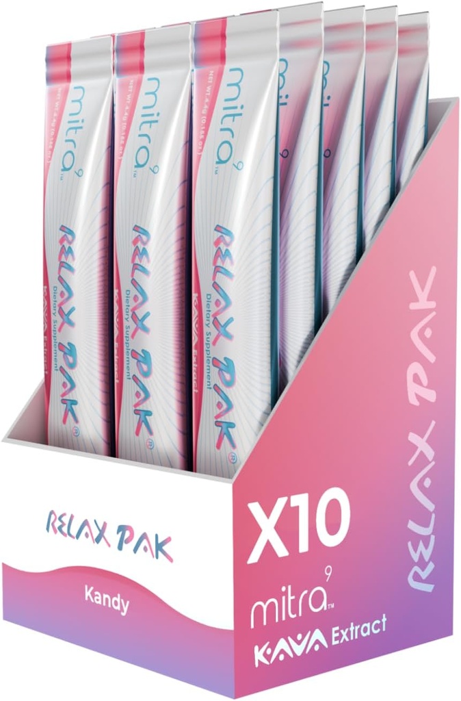 Mitra9 Kava Toz RelaxPak - Kandy Kava Extract Toz Paketleri | Mood Advancedr | Plantive | Doğal Calm & Clarity | Easy Open Single-Serving Stick (10)