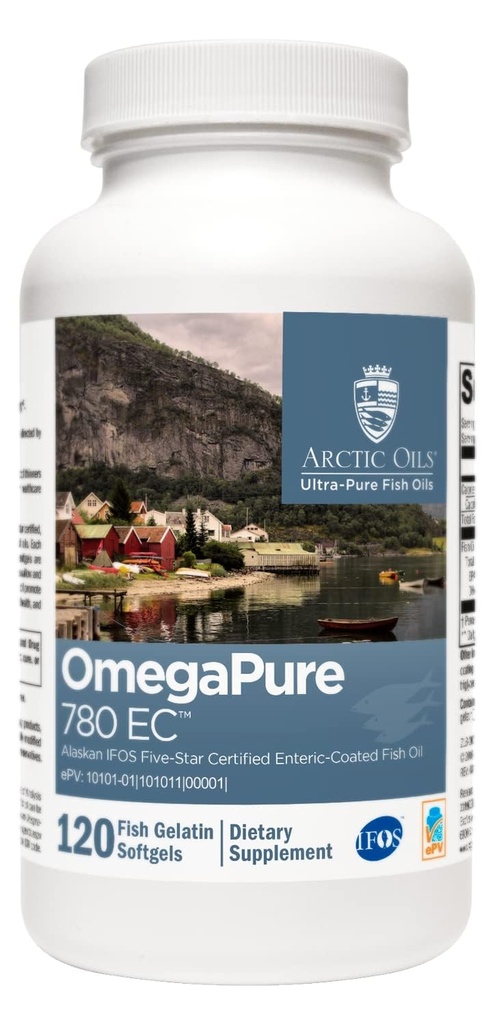 XYMOGEN OmegaPure 780 EC - Alaskan IFOS Five-Star sertifikalı Omega 3 Fish Oil - EPA DHA Fish Oil Supplement- Support Cardiovascular and Brain Health (120 Enteric-Coated Softgels)