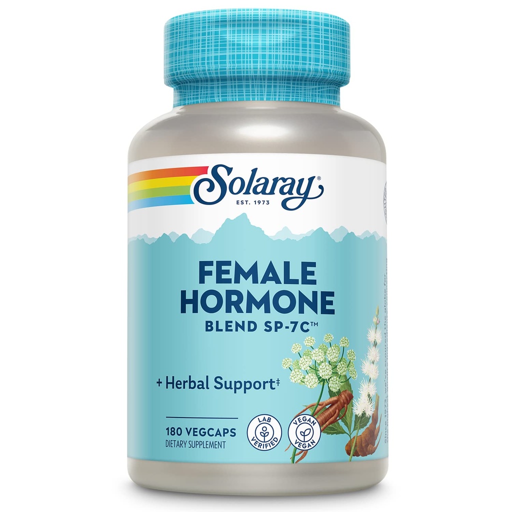 SOLARAY Kadın Hormonları SP-7C, Herbal Mix Black Cohosh, Dong Quai, Passion Flower, Saw Palmetto, Wild Yam & More 180 VegCaps