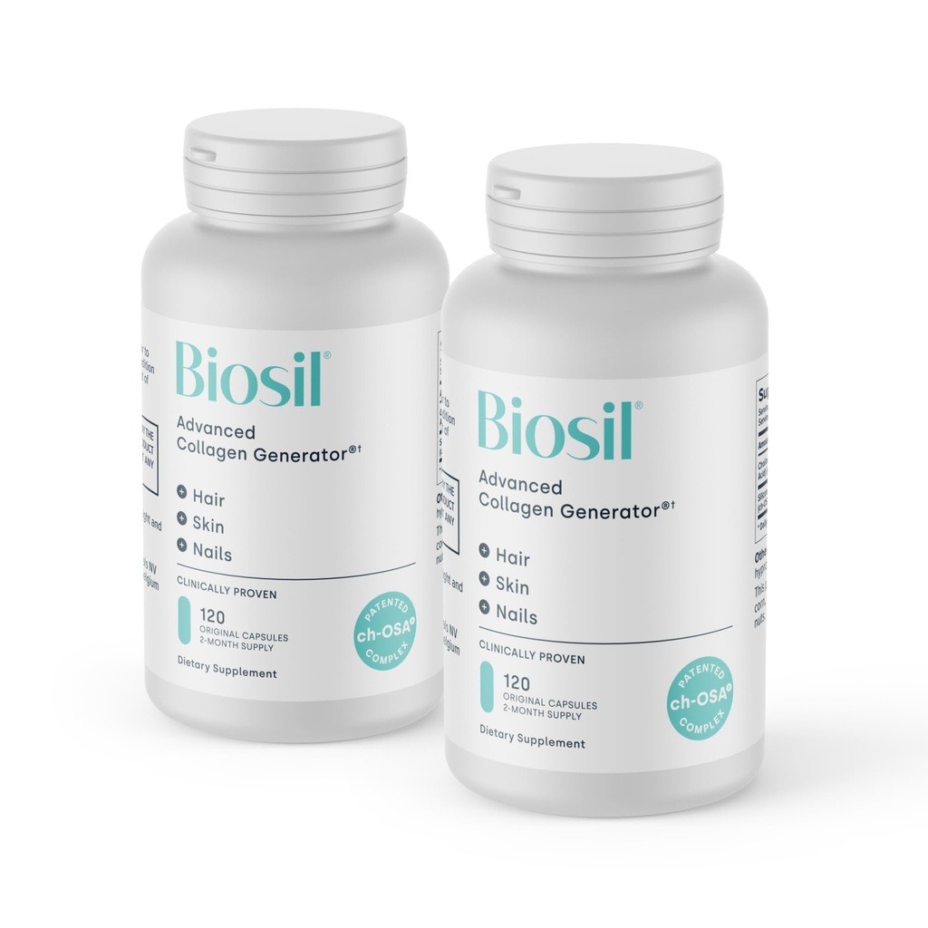 Biosil Collagen ATM Supplement - 120 Original Capsules, 2 Paket - Skin, Hair, Nails & Ortaklar için patentli ch-OSA Activator - Supports Natural Production - 120 Günlük Supply