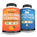 Nutrivein Premium Liposomal Vitamin C 1650 mg & Liposomal Glutathione Sche - Yüksek Abors Ascorbici Plus Master Antioksi & Liver Cleanse - Non-GMO, Vegan/Vegetarian - 180 + 60 Capsules