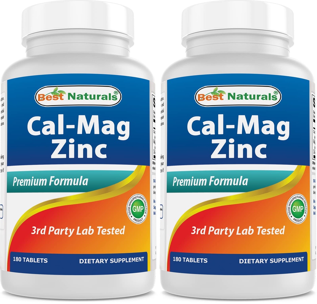 2 Packs - En İyi Doğal Magnezyum çinko - 180 Tablet - Temel Cal Mag çinko Mineral Kompleksi (Top 360 Tablet)
