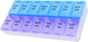 7 Günlük AM PM Pill Organizer, ShysTech Büyük Pill Case Pill Box for Pills Vitamin Supplements Drug (Purple/Mavi)