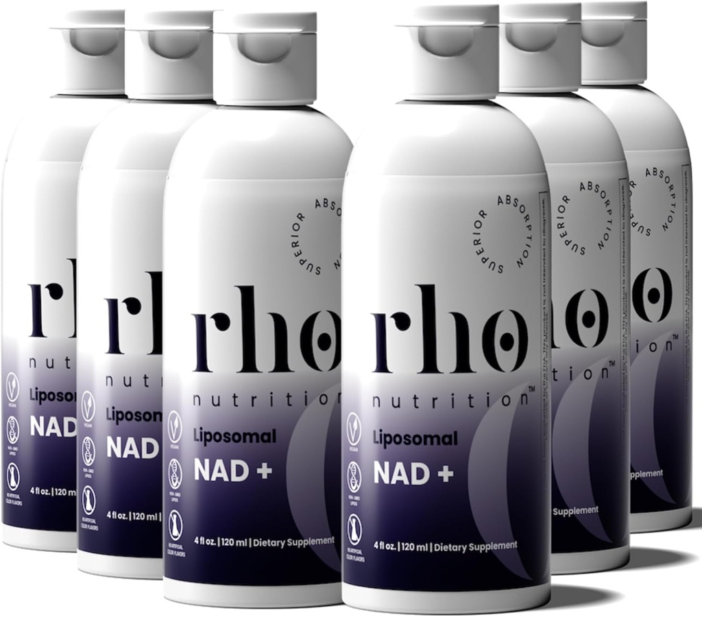 Rho Beslenme Liposomal NAD+ - Sıvı Supplement Aborpsiyona Yardımcı Olmak için Tasarlandı - NAD+ Aktif Formu Normal Hücre Sağlığı, Sağlıklı Ağlama, Enerji Metabolism & Vitality - 6 Pack