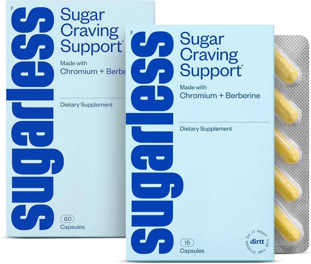 Şekersiz Dur Sugar Cravings Supplement Sche - Natural Craving Blocker with Berberine, Chromium, CoQ10 & L-Theanine - 30 Count & Count 15 Travel Dimensions, Non-GMO & Gluten-Free