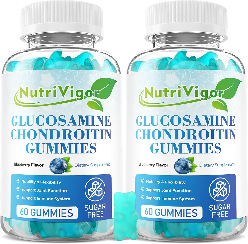 Glucosamine Chondroitin Gummies, Ekstra Güçlü Ortak Destek Supplement with MSM & Elderberry, Common Support Supplement for Yetişkinler, Men & Women, Blueberry Flavor, 120 Count Count Count