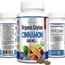 Organik Ceylon Cinnamon - hizmet başına 1000 mg, sertifikalı Organik True Cinnamon Supplement, antioksidan, Hızlı Aborpsiyon - 60 Tabletler